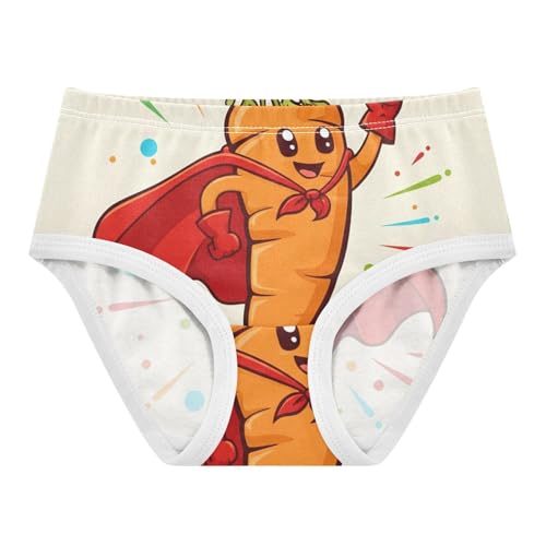 Cotton Girls Underwear Toddler Cartoon Carrot Superhero Beige Panties for Girl Pattern Kids Undies Briefs 2t