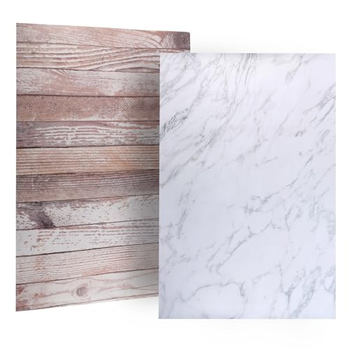 UTEBIT 2PCs Fotografie Hintergrund Set 54x86cm, Doppelseitig 2-in-1 Foto Hintergrund Mit Wendbaren Mustern, Wasserdicht Hintergrundpapier für...