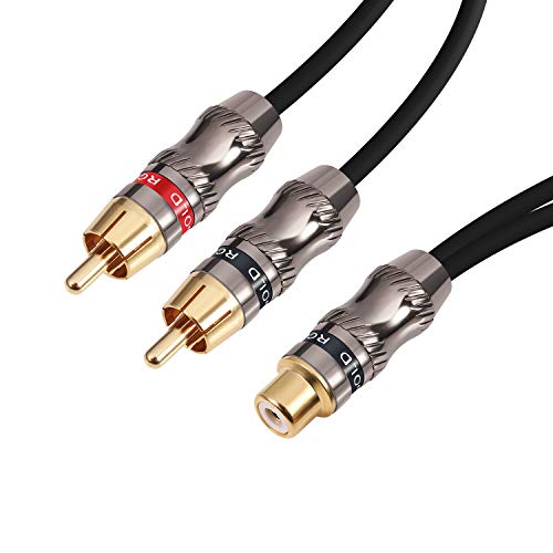 Devinal Rca/Phono Splitter Cable Rca Female To Dual Male Gold Plated Adapter, Stereo Audio Y-Cable Heavy Duty (1 Female To 2 Male) 10"(25 Cm) #TOP2