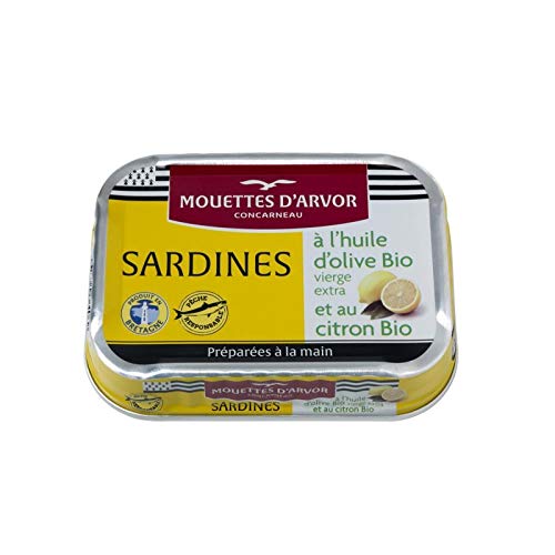 LES MOUETTES D'ARVOR - Sardines À L Huile D Olive Extra Vierge Et Au Citron Bio 115G - Lot De 3