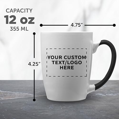 DISCOUNT PROMOS Custom Java Two-Tone Coffee Mugs 12 oz Set of 10/50/100 Personalized Bulk Pack for Coffee Tea Espresso Hot Cocoa Other Beverages - Black - Image 5
