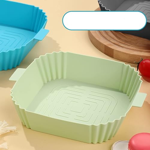 Image of Silicone Air Fryer Liners Reusable Food Safe Oven Accessories Parchment Paper, Square Silicone Baking Tray Pots Basket Heat Resistant (3 Count)