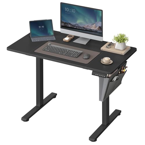 SONGMICS Elektrisch zit-sta bureau, in hoogte verstelbaar bureau, 4 geheugenhoogtes, opbergetui, voor kantoor