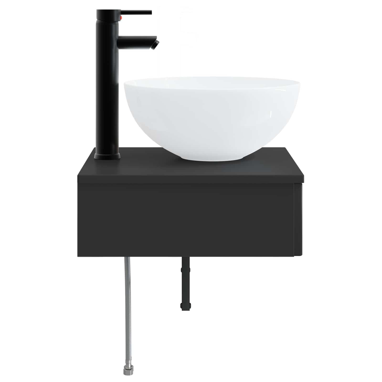 Genérico Lavabo de Lavado Montado en la Pared Negro 40 x 41 x 40,5 cm,Armarios y Almacenamiento,Tocadores de baño,15.4 kg-890179