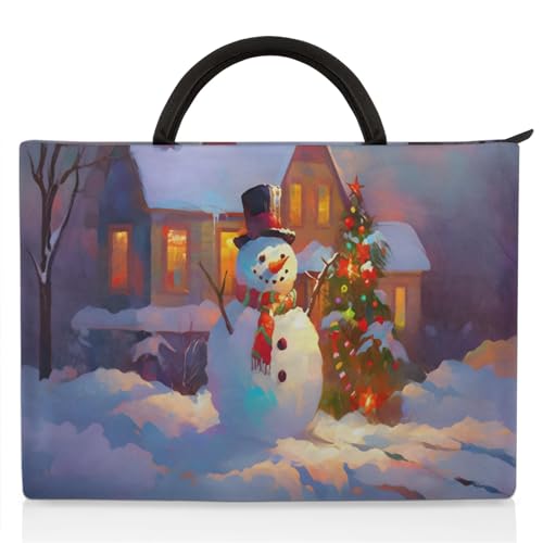 Snowy Cute Snowman Laptop Sleeve with Handle Waterproof Computer Carrying Case