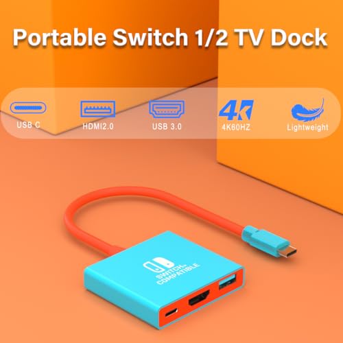 Image of Switch 2 Docking Station for Nintendo,Switch 2 Dock Adapter Compatible Nintendo Switch2 /OLED /Steam Deck Support 4K60HZ TV Dock Mode with HDMI2.0,Switch Docking Station for Nintendo Switch2 /1