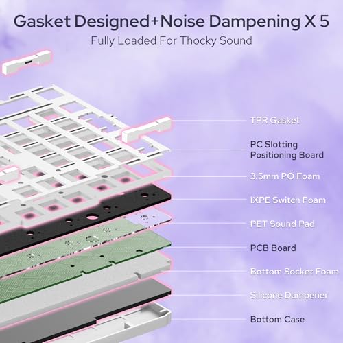 Image of Redragon K768 PRO 100 Keys Wireless Gasket RGB Gaming Keyboard, Massive 8000 mAh PBT Mechanical Keyboard w /Hot-Swap Socket, Dedicated Knob Control & 5-Layer Noise Dampening, Custom Yolk Linear Switch