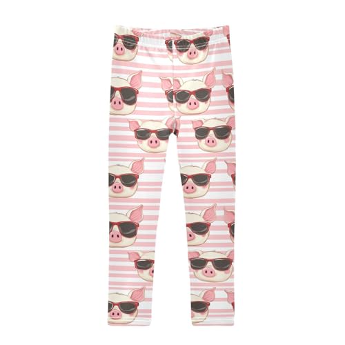 Cute Pigs Girls' Leggings Toddler Doodles Pink Stripes Kids Yoga Pants Dance Active Tights 4T