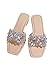 Verdusa Women's Rhinestone Clear Flat Sandals Square Toe Slide Sandals Beige 9.5