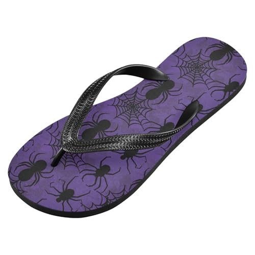 Burbuja Black Webs on Purple Flip Flops for Women Men, Soft Thong Sandals Rubber Slippers for Pool Beach Essentials2