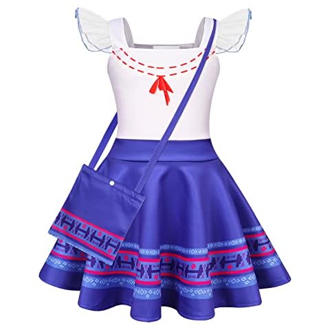 KumSoomliy Girls Cosplay Madrigal Princess Fancy Party Dress Up Luisa Role Play Dresses with Bag Kids Magic Madrigal Family Halloween Costume Size 5-6 Years/Tag 120 Cover