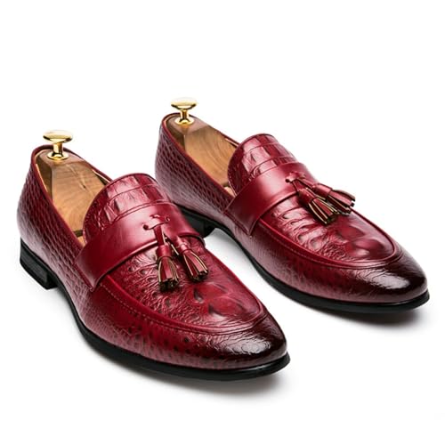 Men's Slip On Crocodile Pattern Faux Leather and Tassel Loafers Comfortable Classic Dress Shoes for Business Office Casual Daily Commuting Walking Dating Weddings Party Lightweight Sole4