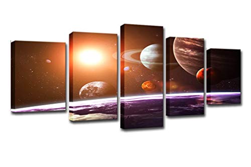 Yybao - HD Print Painting 5 pieces Canvas - Universe Space Five Planets...
