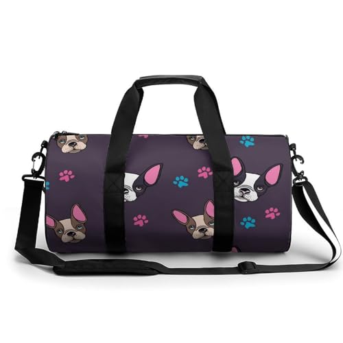 Duffel bag footprints de bouledogue sac de sport gym voyage