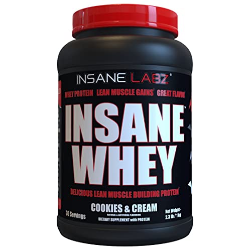 Image of Insane Labz Insane Whey,100% Muscle Building Whey Protein, BCAA Amino Profile, Mass Gainer, Meal Replacement (Cookies & Cream, 30 Servings)