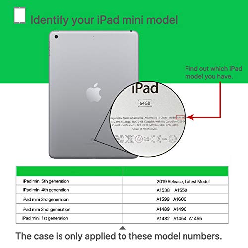 LEDNICEKER Kids Case for iPad mini 1/2/3/4/5 7.9-inch, Light Weight Shockproof Handle Kickstand Cover for iPad mini 5th/4th/3rd/2nd/1st Generation, Black