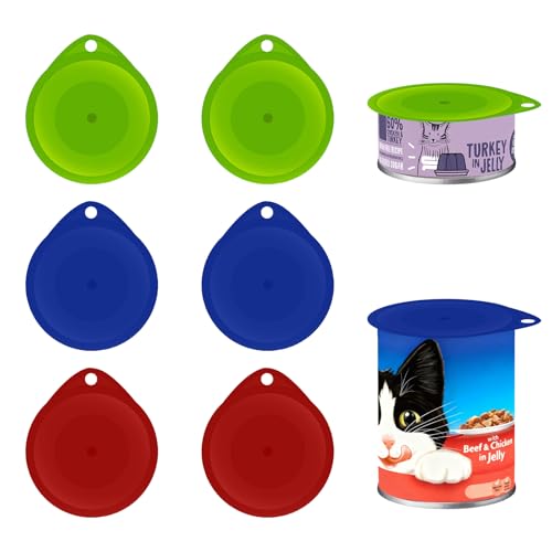 Funalix 6 Pezzi Coperchi per Lattine Alimenti, Coperchi in Plastica, Riutilizzabili e Sigillanti per Scatolette di Cibo per Cane, Gatto, Cibo