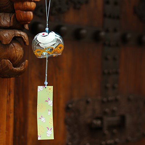 Japanese Furin Wind Chimes Handpainted Glass Craft Birthday Gift Valentine's Day Gift Home Decors Spa Decor Kitchen Decor Office Decor Cloud Rabbits #TOP2