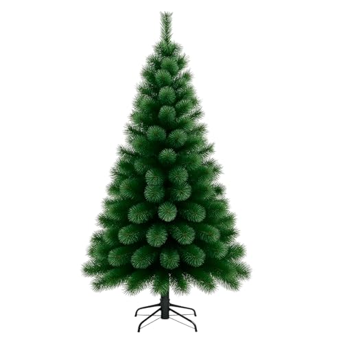 TIENDA EURASIA – Arbol de Navidad Mugo | PVC y Polietileno PE | Súper Verde | con Soporte de Metal | Forma de Abeto de Aspecto Realista | Decoracion Navidad (150 cm 150 Puntas)