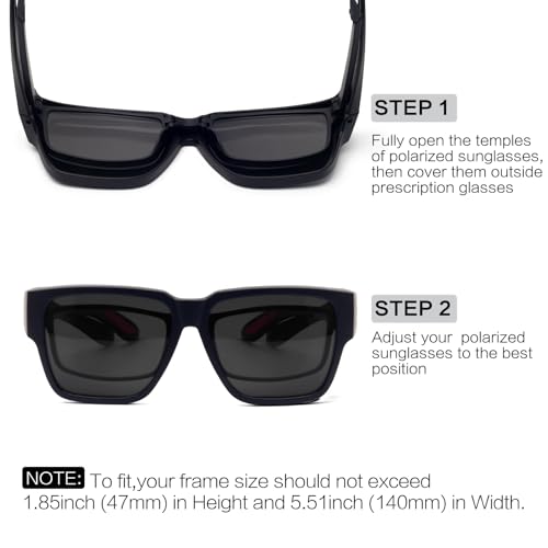 Image of Face Shadow Over Glasses Sunglasses for Men | Polarized Lightweight UV400 Unisex Fit Over Glasses