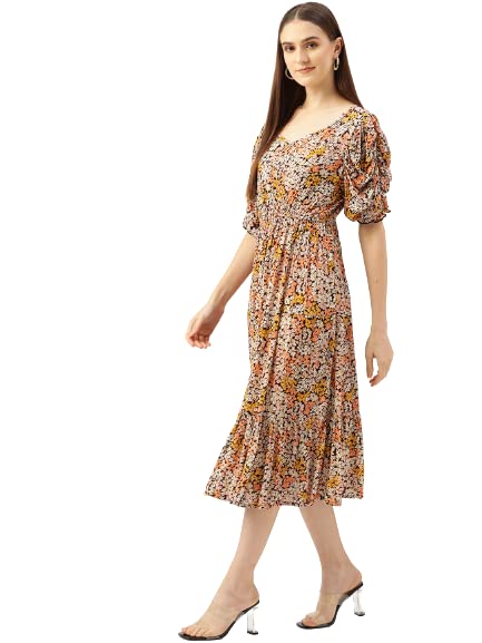 Image of Wisstler Women Midi Dress with Lining,Fashion Dress,MIDI Length Dress