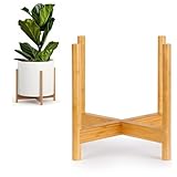 Fox & Fern Bamboo Plant Stand — 14.9 Inch Fixed Size Wooden Mid Century Planter Stand for Indoor Plants (Not Included) - Extra Large Flower Pot Holder for Indoor Big Pots - Plug In Design - Bamboo