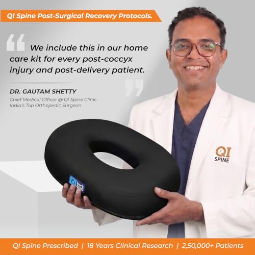 Image of Donut Pillow for Tailbone Pain | 5-Year Warranty | Coccyx Cushion for Hemorrhoids, Piles, Fistula, Sciatica, Pregnancy Pain | Car Seat Cushion for Office Chair | Orthopedic Ring Pillow | Up to 100 Kgs