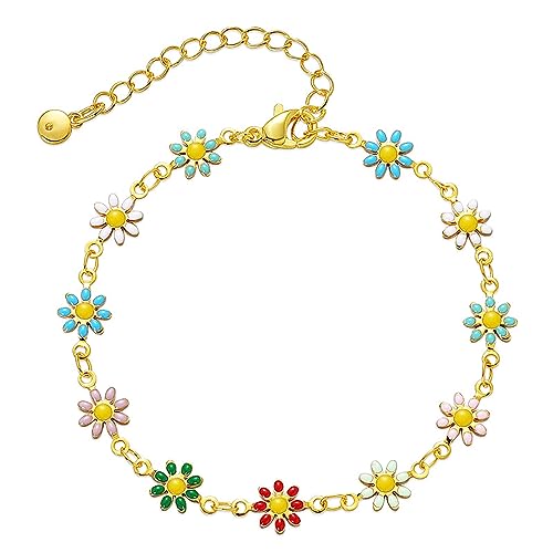 Dainty Gold Bracelets for Women, 18 Gold Plated Adjustable Evil E...