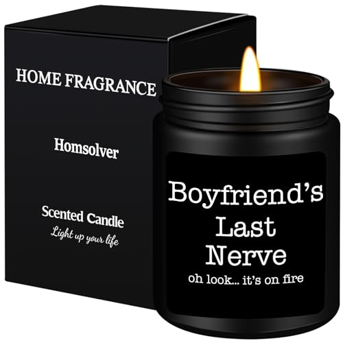 Homsolver Gifts for Boyfriend from Girlfriend, Birthday, Christmas, Anniversary, Valentines Romantic Presents Ideas for Gift Couples, Boyfriend's Last Nerve Scented Candles for Men