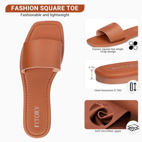 Image of FITORY Womens Slide Sandals Dressy Flat Comfortable Slippers for Summer