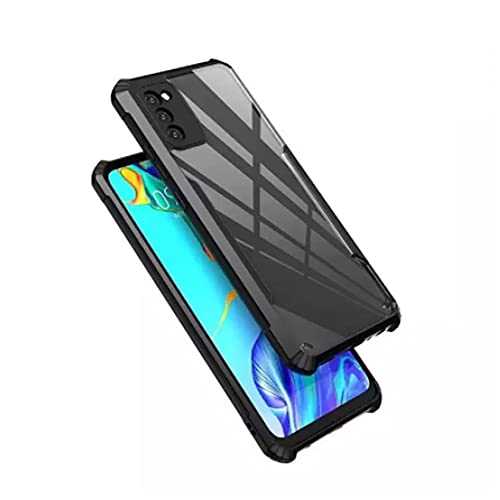 Image of A rtistque Clear Hard Transparent Acrylic Armor Anti-Drop Shockproof TPU Edge Back Cover Case for Samsung Galaxy A52 - Black