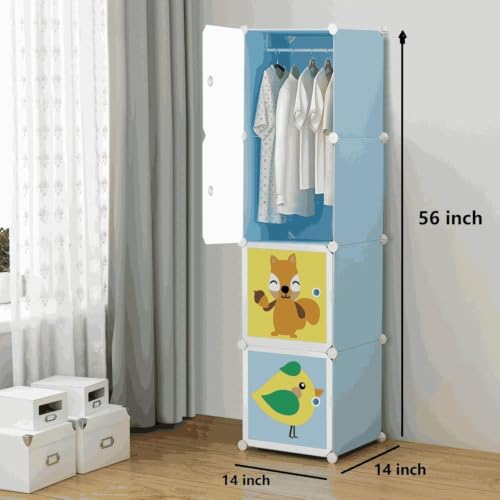 Image of Plastic Wardrobe for Kids Clothes - Professional Collapsible Wardrobe, Easy to Use Foldable Almirah, Plastic Cupboard for Kids for Home (Green-S3, 6 + 2 Door) (4 Door)