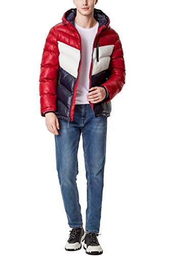 Tommy Hilfiger Men's Midweight Chevron Quilted Performance Hooded Puffer Jacket3