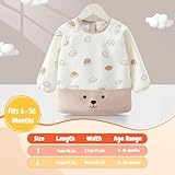 EOAMGO Weaning Bibs With Sleeves, Waterproof Feeding Bib For Baby & Toddler, Long Sleeve Coverall Apron 3 Pack, Easy Clean Unisex Bib With Pocket (Multicolor, L) - Image 2