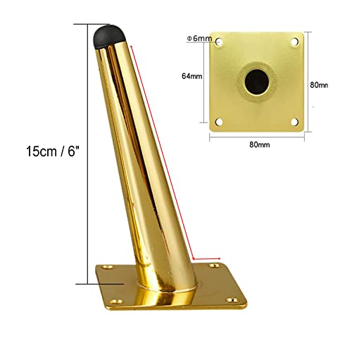 Toolzia 4Pcs Metal Oblique Furniture Legs 15cm,Cone Cabinet Legs Stainless Steel Table Legs No-Slip Silent for Diy Furniture Sofas - Image 4