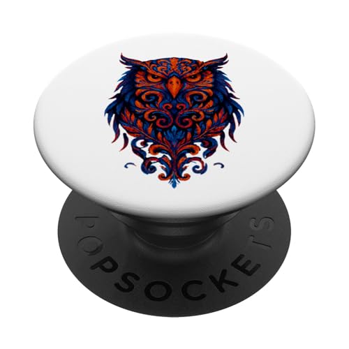 Gráfico Ornate Night Owl Art Colores Brillantes Amantes de la Vida Silvestre PopSockets PopGrip Adhesivo