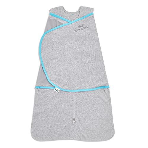 Image of HALO Baby Sleepsack Swaddle Wearable Blanket, 3-Way Adjustable Infant Sleepsack, TOG 1.5, Ideal Temp, Heather Grey/Aqua, Newborn, 0-3 Months, 6-12 Pounds