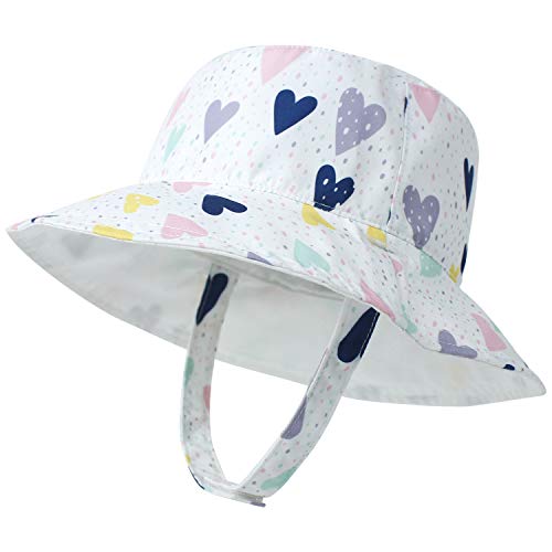 Image of LAPI.ZAPI Baby Sun Hat Print Pattern Reversible Kids Boy Girls hat UPF 50+ Sun Protection Beach Bucket Hat Wide Brim