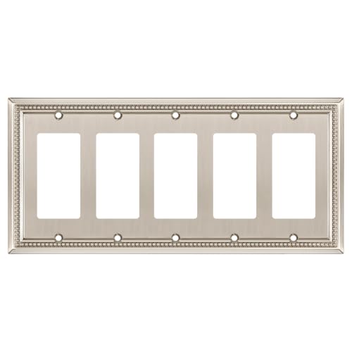 Image of Henne Bery Sunken Pearls Heavy Duty Decorative Wall Plate Switch Plate Outlet Cover (5-Gang Decorator, Satin Nickel)