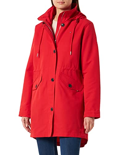 Tommy Hilfiger Damen Parka Cotton Blend Parka Winter, Rot (Fireworks), M