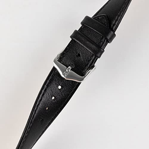 HIRSCH Osiris 12mm Long Black Leather Watch Strap 03475050-1-12