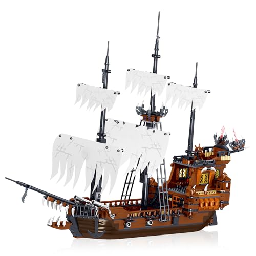 Hallisun Juguete de Bloques, Kit de Modelo de Barco Pirata de Tamaño Estándar, Construcción Creativa de Barco Pirata, Adolescentes, Niños y Niñas de 8+ años, 1182 Piezas