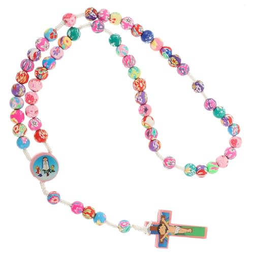 Toyvian Collar de Cuentas de Oración de Arcilla Polimérica Cruz Ligera y Cómoda para Bodas y Regalos del Día Madre