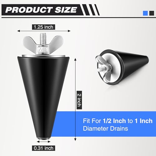 Image of 2 Pcs Rubber Winter Plug Applied in Boat Drains for 1 /2 Inch to 1 Inch Holes, Long Tapered Rubber Stopper & Stainless Steel Head, Boat Drain Plug for Preventing Leaks and Water Intrusion