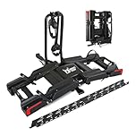 Eco Pro Upgraded 200lbs EBike Rack with Ramp for 2 E-Bikes, Hitch EBike Rack for Cars SUVs Trucks, Foldable Tilting Bike Rack Platform for Tow Hitch 2" Receiver, E-Bike Carrier Fits up to 5" Fat Tire