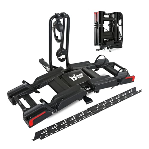 Eco Pro Upgraded 200lbs EBike Rack with Ramp for 2 E-Bikes, Hitch EBike Rack for Cars SUVs Trucks,...