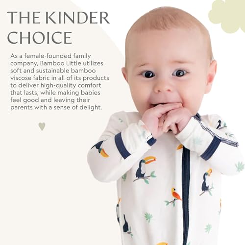 Image of Bamboo Little Soft Baby Footie Pajamas, Baby Clothes, Newborn Sleepers, 95% Viscose and 5% Spandex, Toucan, 6-9 Months