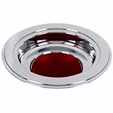 Silver Tone Offering Plates (Burgundy Felt Pad) by Catholic Factory Outlet