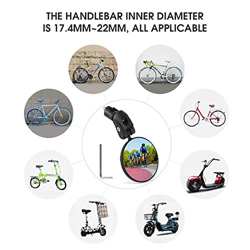 Mempedont bike mirror, bicycle riding rearview mirror, HD safety rearview mirror, convex mirror with adjustable handlebar installation, suitable for mountain road bikes - Thumbnail 2