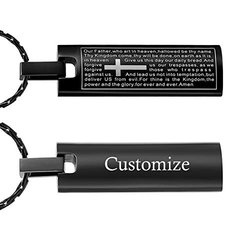 constantlife Cremation Necklace Cremation Jewelry 30mm Lord's Prayer Stainless Steel Polished Cube Cremation Pendant Memorial Ashes Keepsake Urn Necklace
